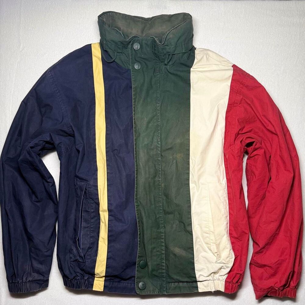 vintage 90s nautica color-block striped sailing jacket oversized xl